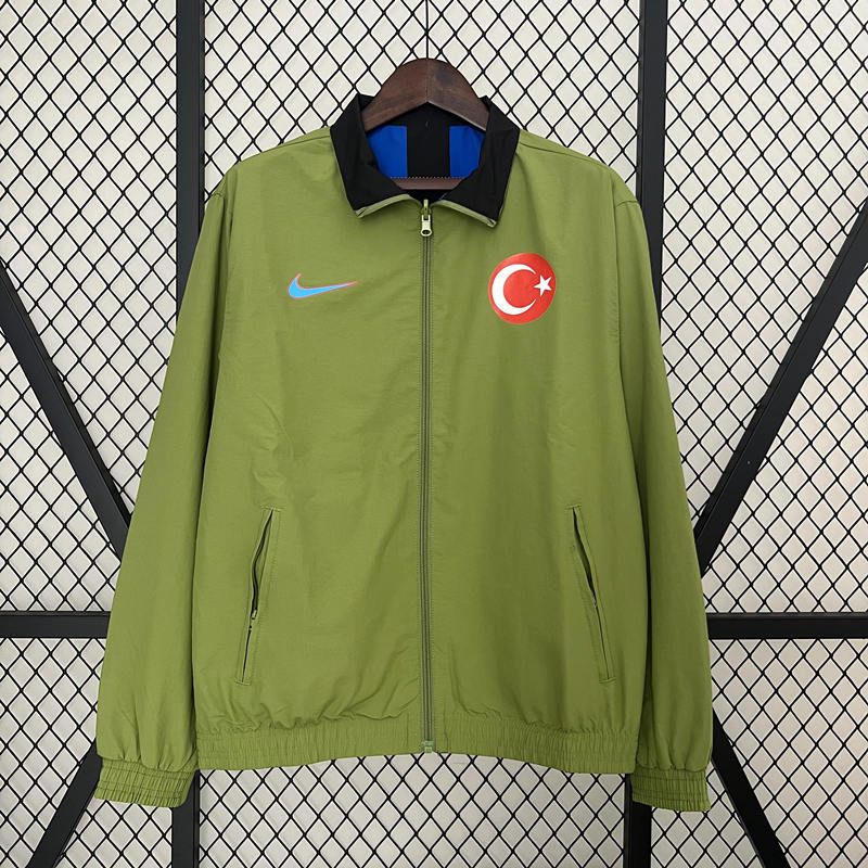 (S-3XL) 2024-2025 Turkey Blue&Black&Green Double-Sided Wear Thailand Trench Coats-0255