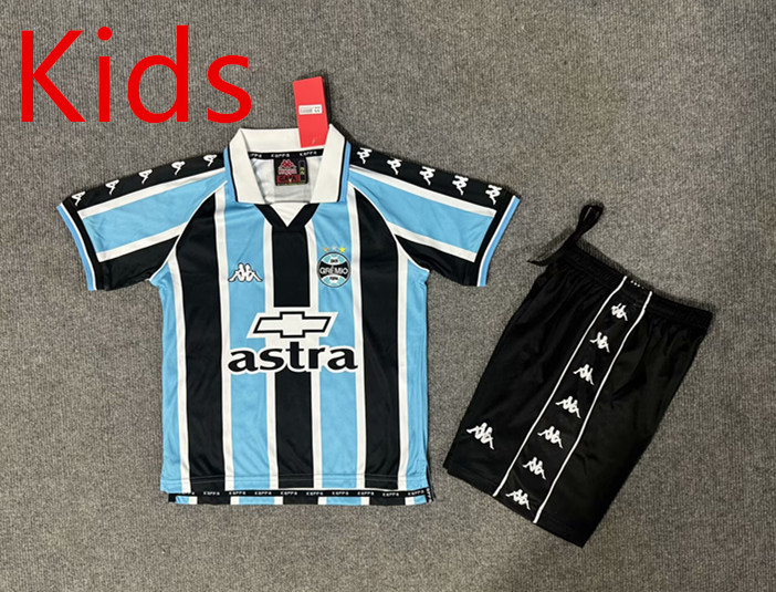 Retro Version 2000 Grêmio FBPA Home Blue&Black Kid/Youth Soccer Uniform-6748