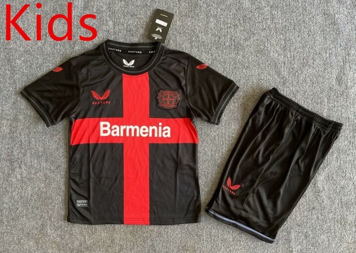 2024-2025 Bayer 04 Leverkusen Home Black Kid/Youth Soccer Uniform-6748