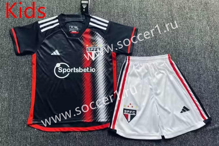2023-2024 Sao Paulo 2nd Away Black Kids/Youth Soccer Unifrom-2483
