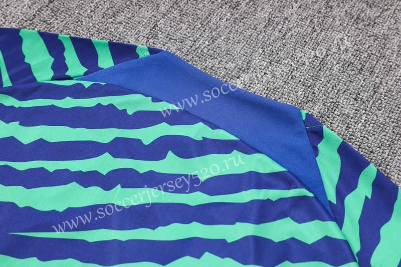 2022-2023 Brazil Blue&Green Short-sleeved Thailand Soccer Tracksuit-815