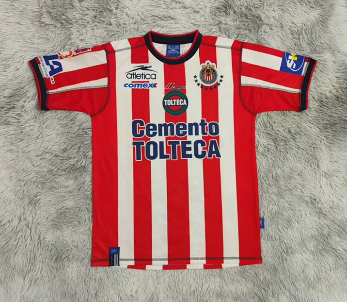 Retro Version 02-03 Deportivo Guadalajara Home Red&White Thailand Soccer Jersey AAA-9755
