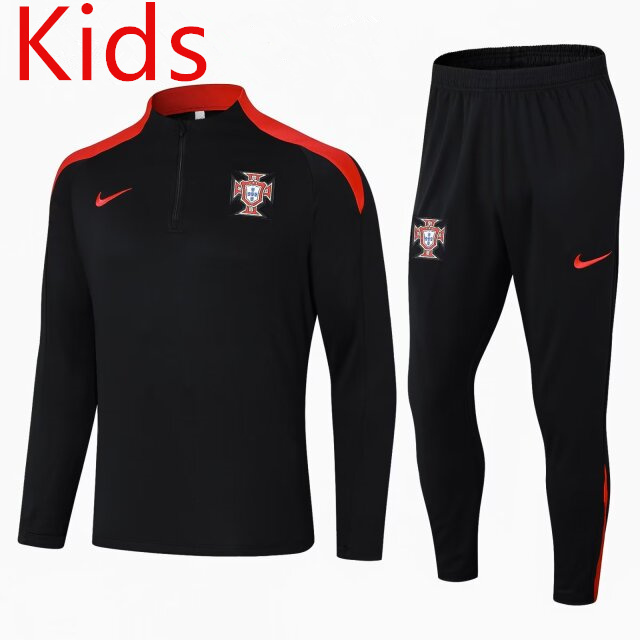 2024-2025 Portugal Black Kids/Youth Soccer Tracksuit-411