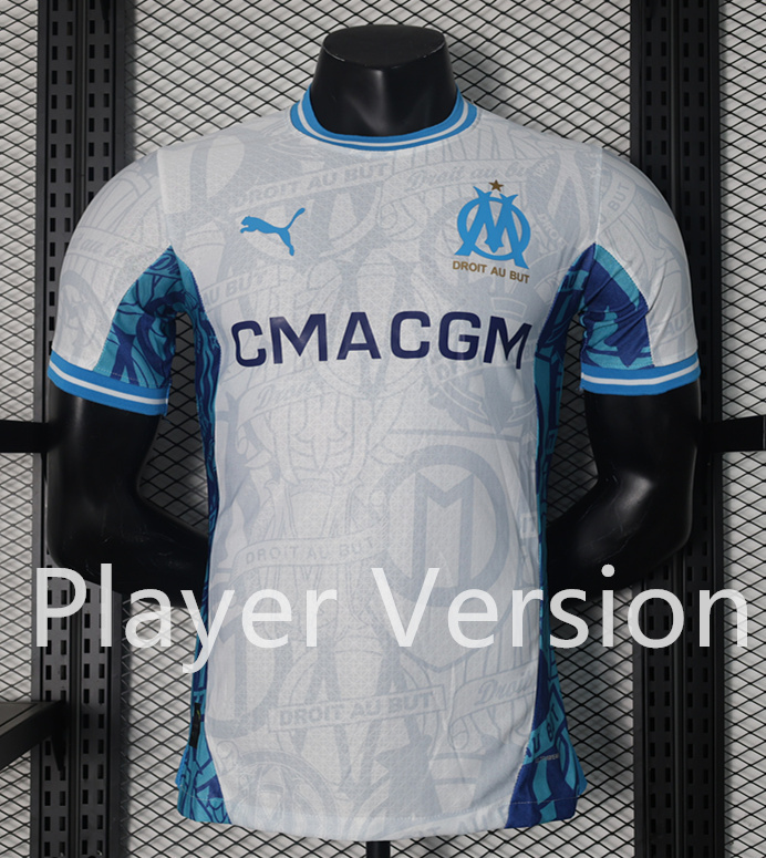 Player Version 2024-25 Olympique de Marseille Home White Thailand Soccer Jersey AAA-888