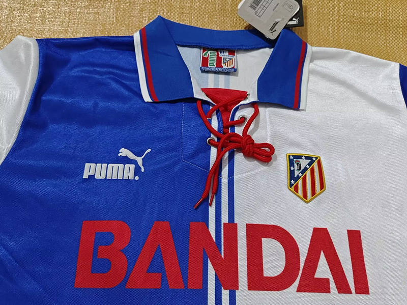 Retro Version 96-97 Atletico Madrid 2nd Away Blue&White Thailand Soccer Jersey AAA-0141