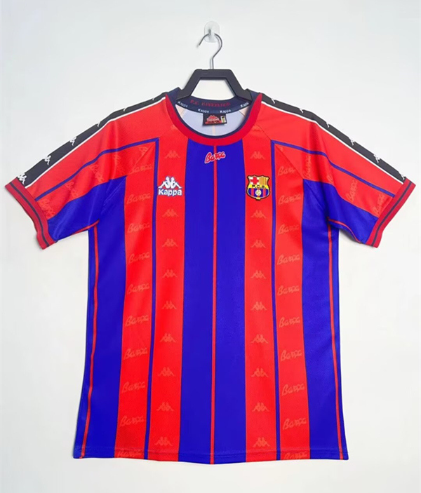Retro Version 97-98 Barcelona Home Red&Blue Thailand Soccer Jersey AAA-811