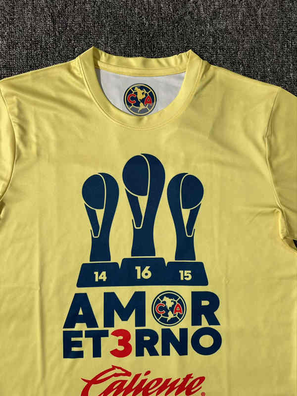 (S-4XL) 2024-2025 Champion Version Club America Yellow Thailand Soccer Jersey AAA-7810