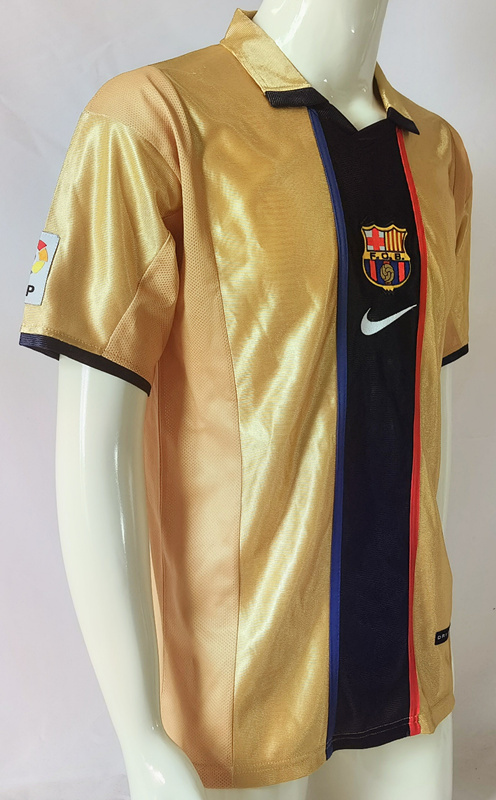 Retro Version 01-02 Barcelona Away Gold Thailand Soccer Jersey AAA-503