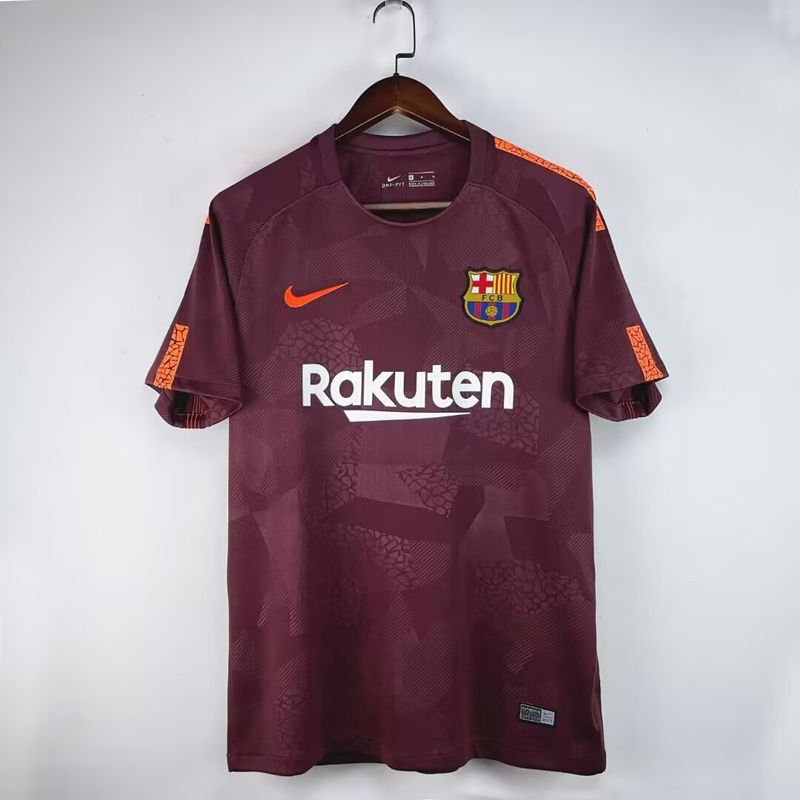 Retro Version 17-18 Barcelona 2nd Away Red Thailand Soccer Jersey AAA-9070