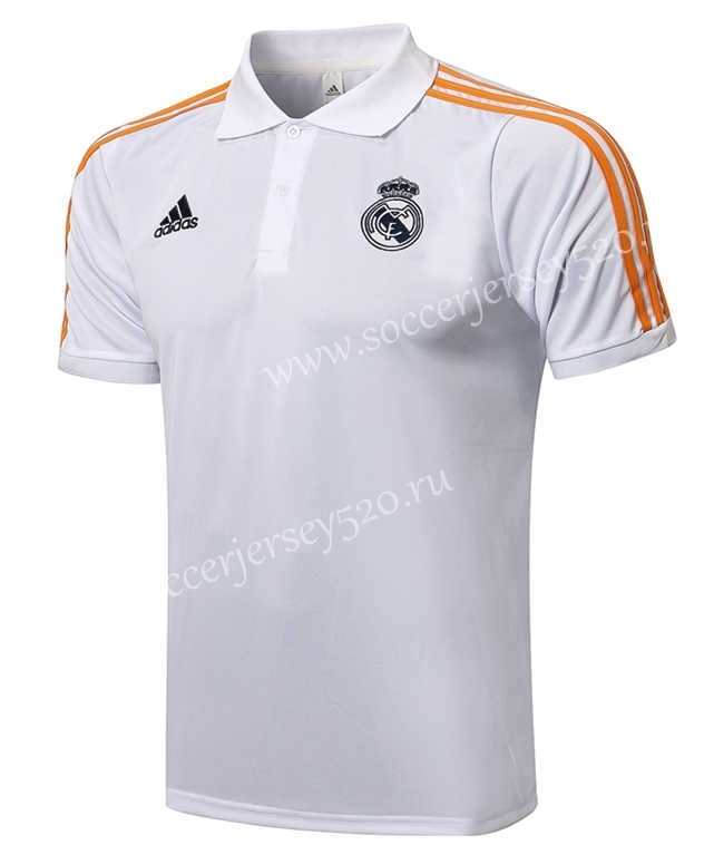 2021-2022 Real Madrid White Thailand Polo Uniform-815