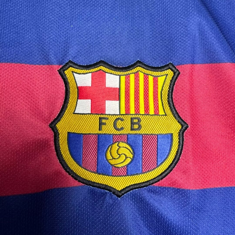 Retro Version 15-16 Barcelona Home Red&Blue Thailand Soccer Jersey AAA-811