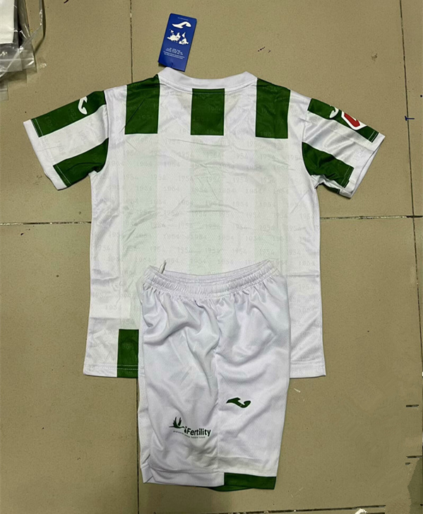 2024-2025 Cordoba CF Home White&Green Kids/Youth Soccer Unifrom-7568