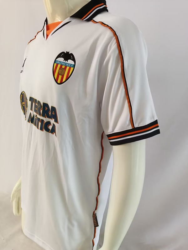 Retro Version 99-00 Valencia Home White Thailand Soccer Jersey AAA-503