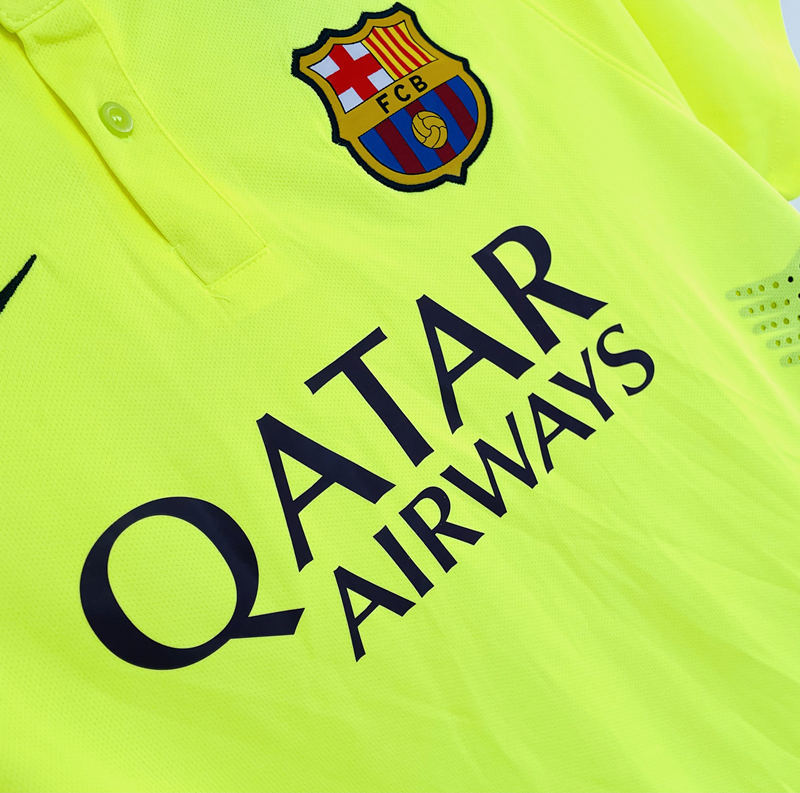 Retro Version 14-15 Barcelona 2nd Away Fluorescent Green Thailand Soccer Jersey AAA-811
