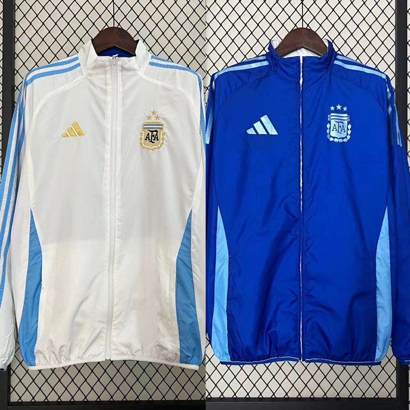 (S-3XL)2024-2025 Argentina Blue&White Double-Sided Wear Thailand Trench Coats-0255