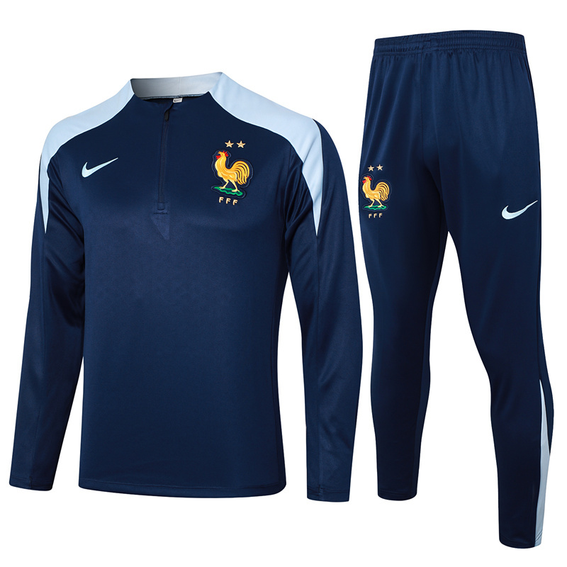 2024-2025 France Royal Blue Thailand Soccer Tracksuit-815