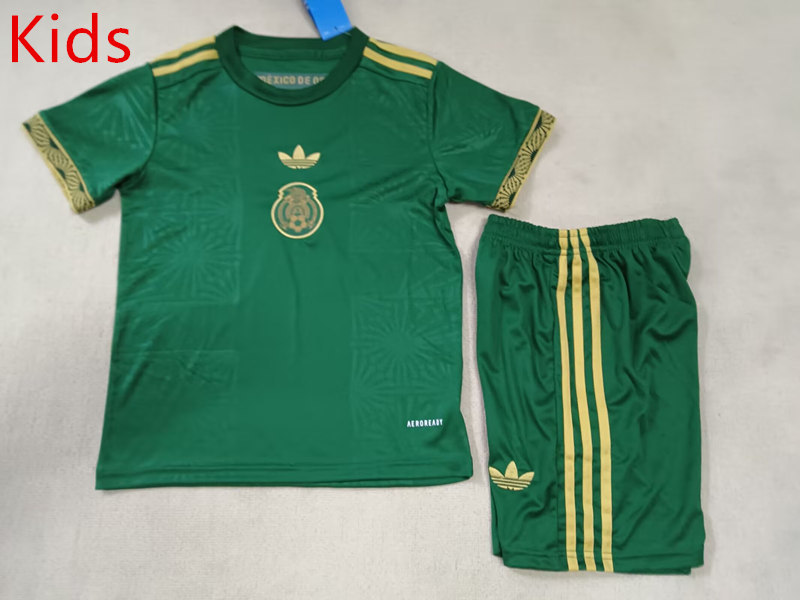 2025-2026 Gold Cup Edition Mexico Special Green Kids/Youth Soccer Uniform-507