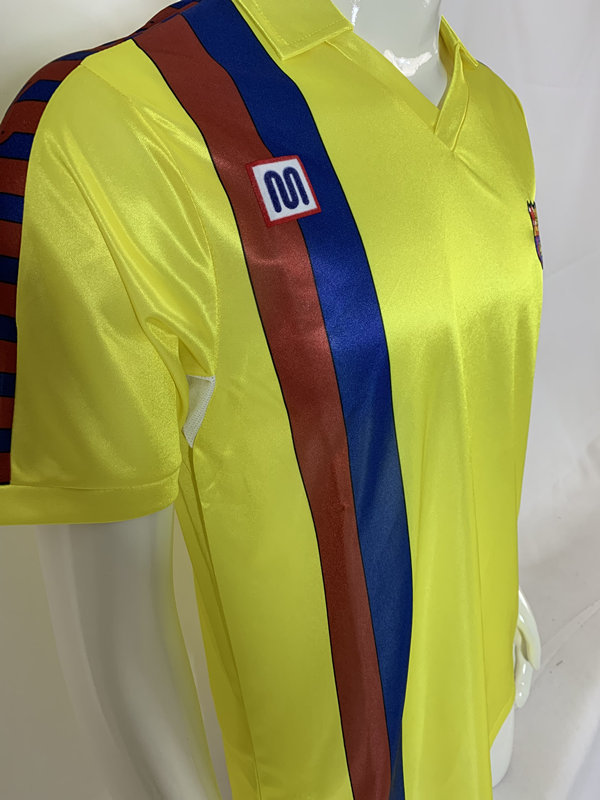 Retro Version 82-84 Barcelona Away Yellow Thailand Soccer Jersey AAA-503