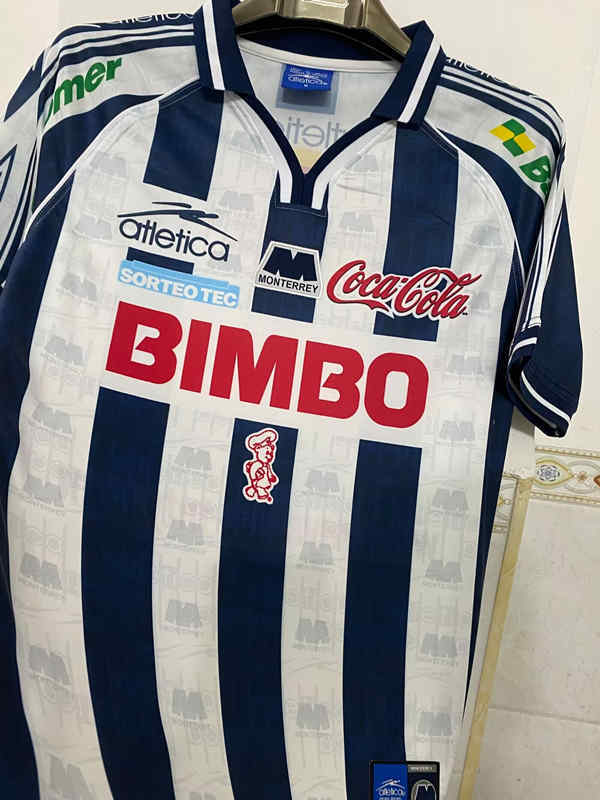 Retro Version 99-00 Monterrey Home Blue&White Thailand Soccer Jersey AAA-6895