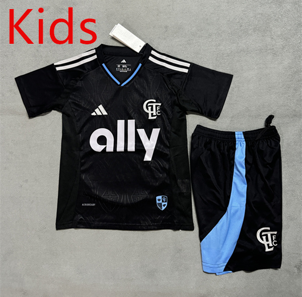 2025-2026 Charlotte FC Away Black Kids/Youth Soccer Uniform-4506