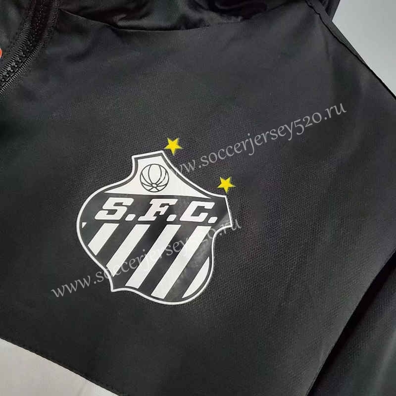 2021-2022 Santos FC Black&White Thailand Soccer Trench Coats With Hat-WD