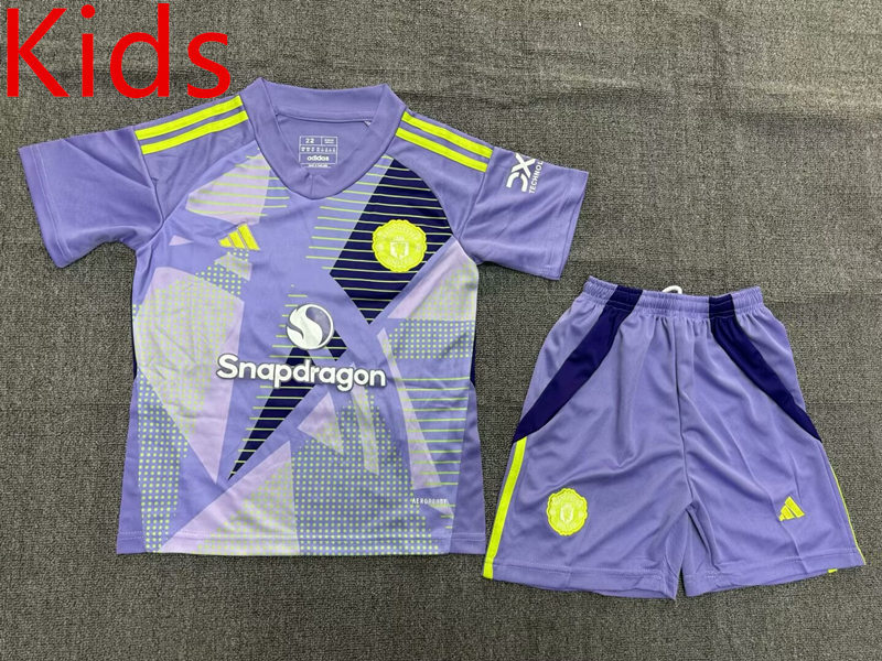 2024-2025 Manchester United Goalkeeper Purple Kids/Youth Soccer Uniform-1506