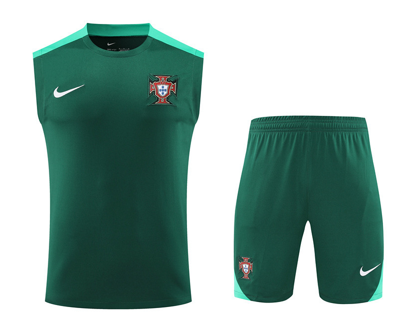 2024-2025 Portugal Dark Green Thailand Soccer Vest Uniform-418