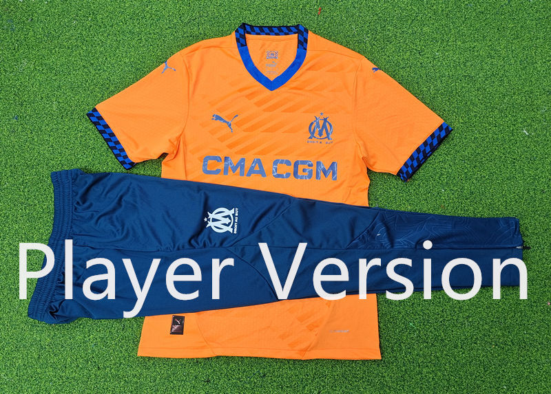 Player version 2024-25 Olympique de Marseille Away Orange Short-sleeved Thailand Soccer Tracksuit-9926