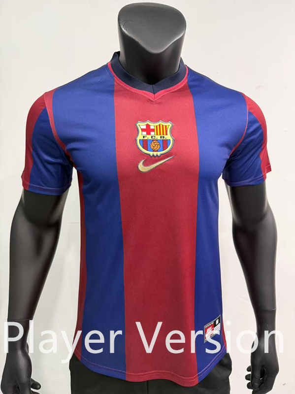 Player Retro Version 1998-1999 Barcelona Home Blue&Red Thailand Soccer Jersey AAA-0871