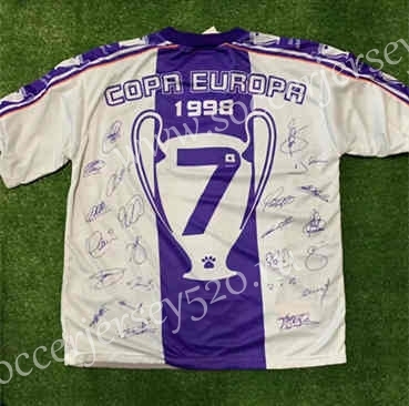 Retro Version 1997-1998 Champions League 7 cups Real Madrid Home White Thailand Soccer Jersey AAA-888