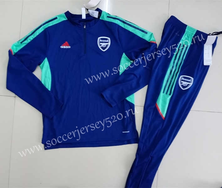 2021-2022 UEFA Champions League Arsenal Royal Blue Thailand Soccer Tracksuit -GDP