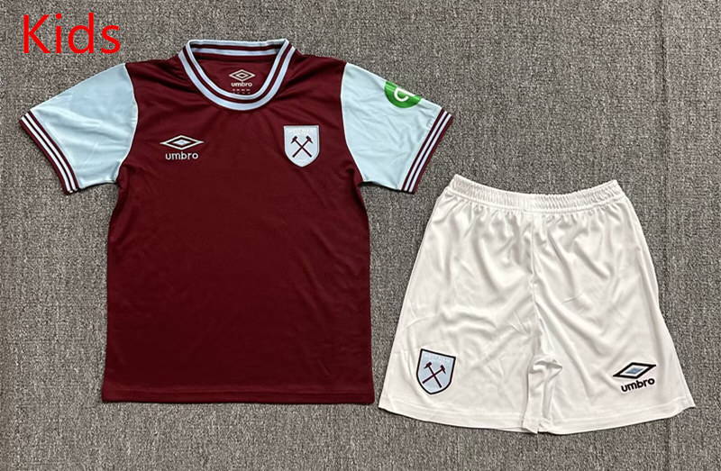 2024-2025 West Ham United Home Red Kids/Youth Soccer Uniform
