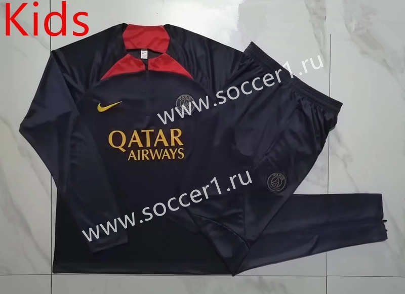 2023-2024 Paris SG Dark Purple Kids/Youth Soccer Tracksuit-815