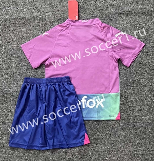 2023-2024 AC Milan 2nd Away Purple Kids/Youth Soccer Uniform-DD1
