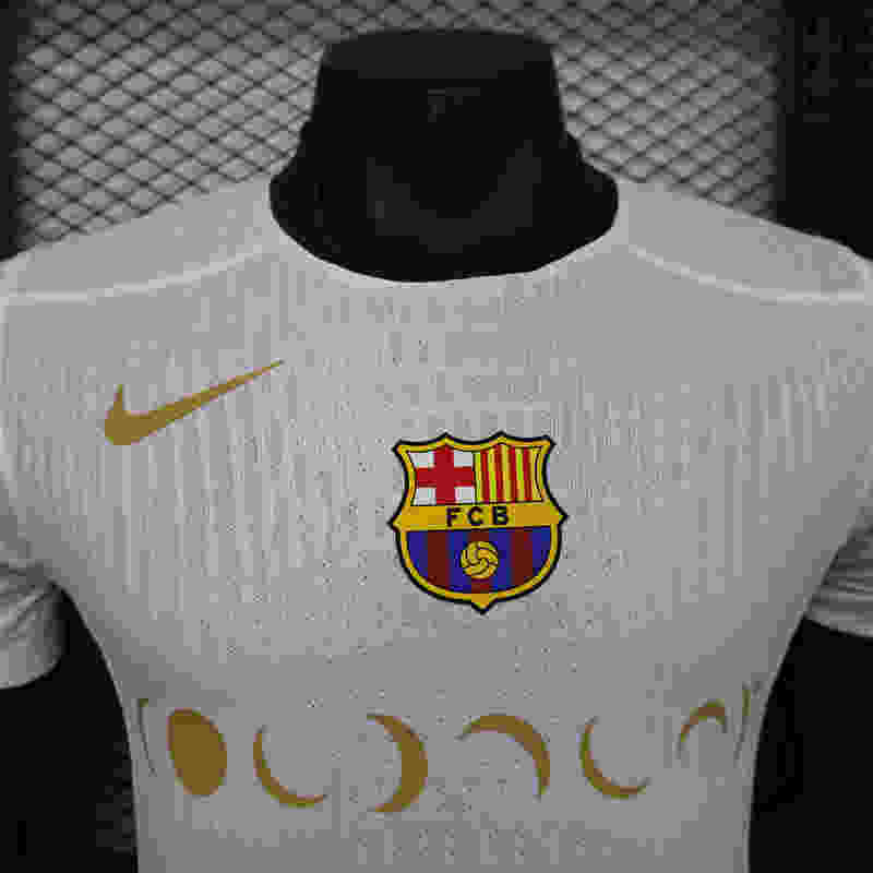 Player Version 2025-2026 Barcelona White Thailand Soccer Jersey AAA-888