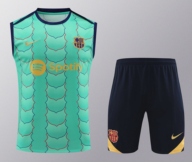 2024-25 Barcelona Light Green Thailand Soccer Vest Uniform-418