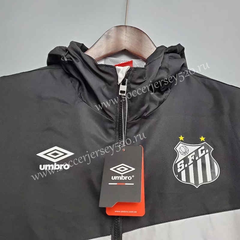 2021-2022 Santos FC Black&White Thailand Soccer Trench Coats With Hat-WD