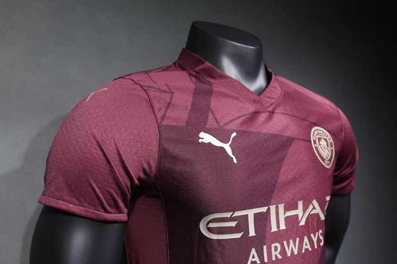 (S-3XL) Player Version 2024-2025 Manchester City 2nd Away Dark Red Thailand Soccer Jersey AAA-518