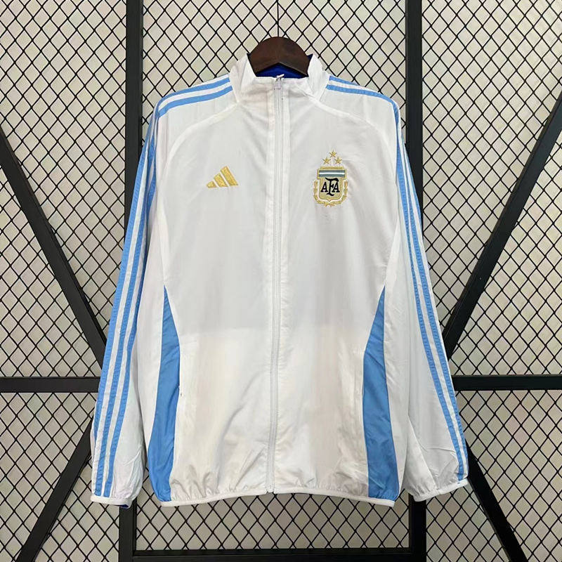 (S-3XL)2024-2025 Argentina Blue&White Double-Sided Wear Thailand Trench Coats-0255