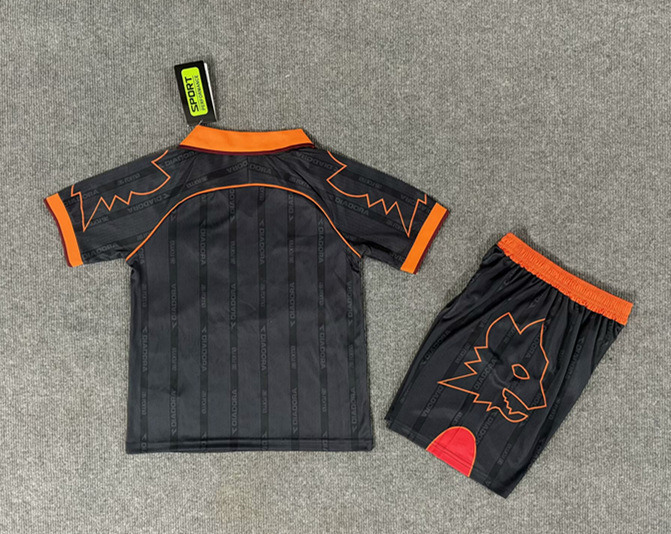 Retro Version 99-00 Roma Away Black Kids/Youth Soccer Uniform-6748