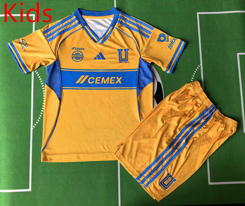 2025-26 Tigres UANL Home Yellow Kids/Youth Soccer Uniform-912