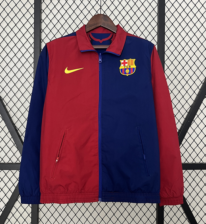 (S-3XL) 2024-2025 Barcelona Red&Black&Blue Double-Sided Wear Thailand Trench Coats-0255