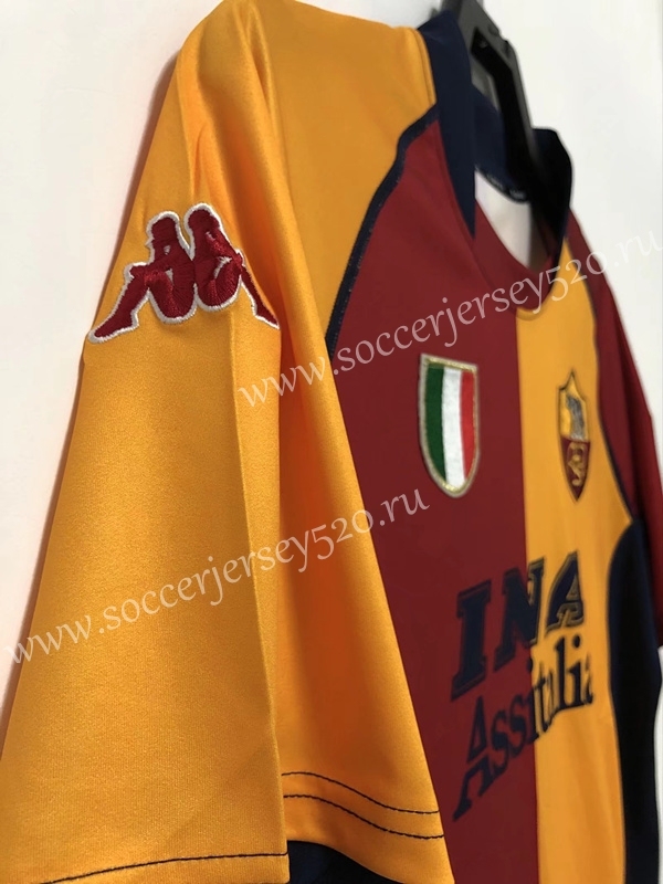 Retro Version 00-01 Roma Home Red&Yellow Thailand Soccer Jersey AAA-811