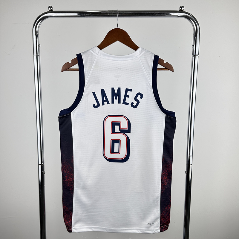 2024 Olympics USA White #6 NBA Jersey-311