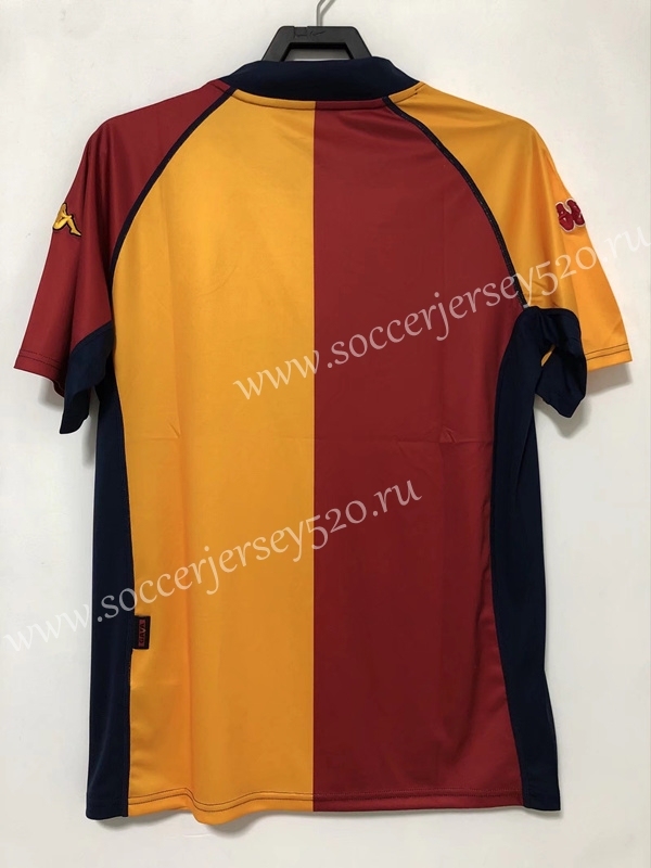 Retro Version 00-01 Roma Home Red&Yellow Thailand Soccer Jersey AAA-811