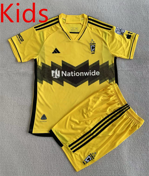 2024-2025 Columbus Crew SC Home Yellow Kids/Youth Soccer Uniform-AY