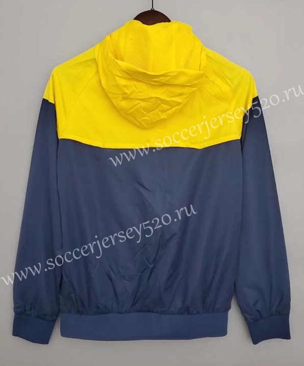 2021-2022 Brazil Royal Blue&Yellow Thailand Soccer Trench Coats With Hat-WD