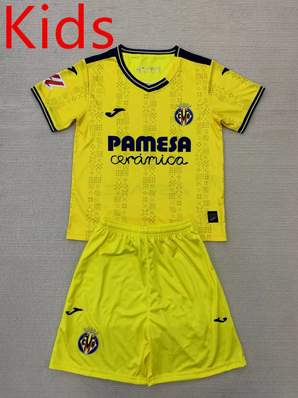 2024-2025 Villarreal CF Home Yellow Kids/Youth Soccer Unifrom-AY
