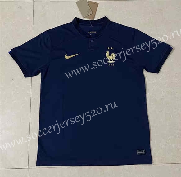 (S-4XL) 2022-2023 France Home Royal Blue Thailand Soccer Jersey AAA-818