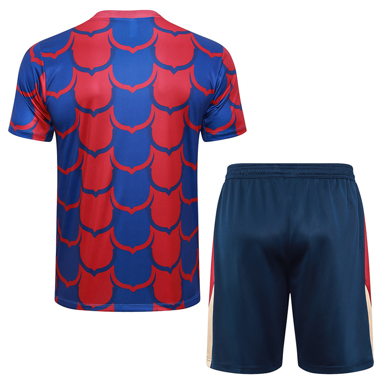 2024-2025 Barcelona Red&Blue Short-Sleeve Thailand Soccer Tracksuit-815